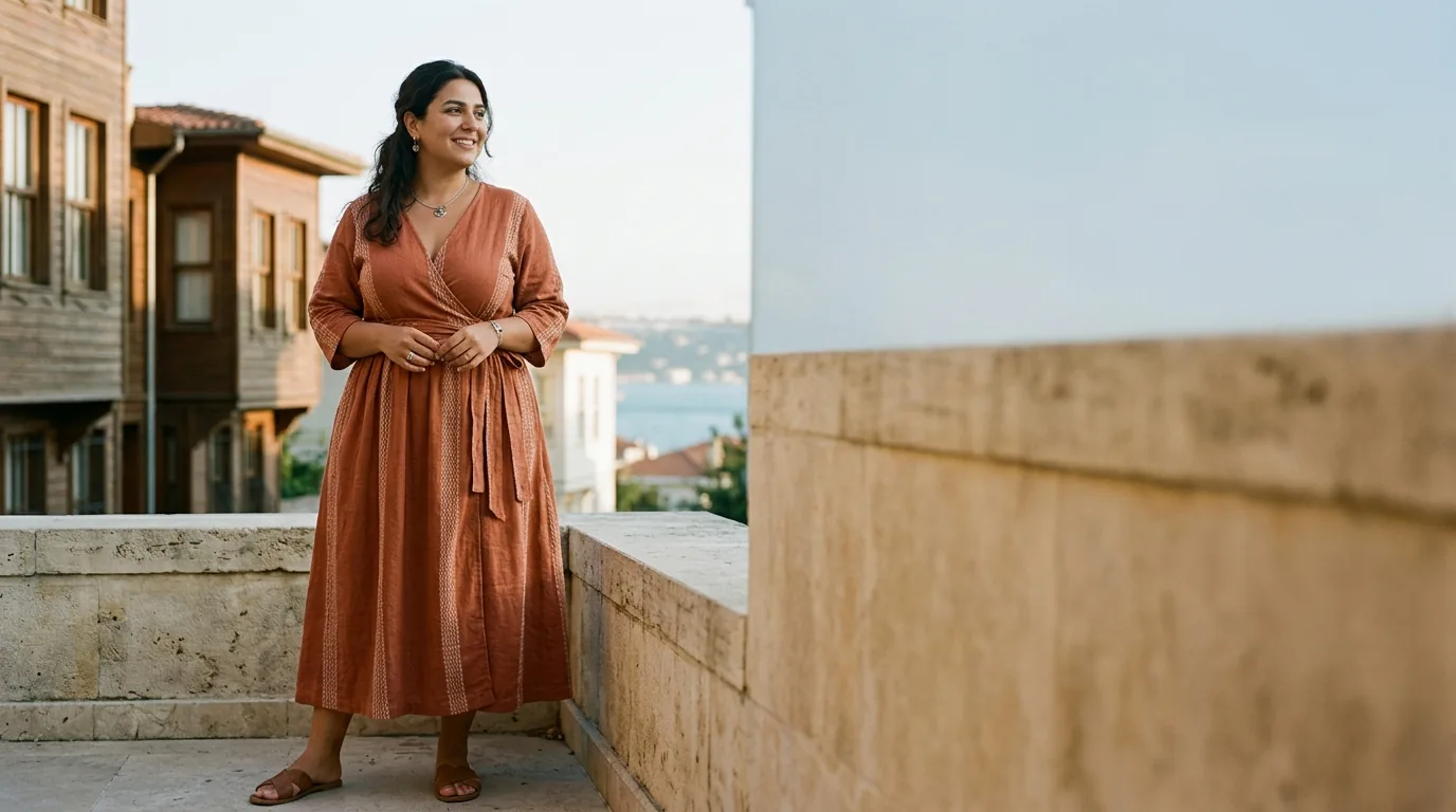Büyük Beden Elbiseler: Doğru Kalıp, Boy ve Stil Seçimi Rehberi için büyük beden moda editoryal görseli